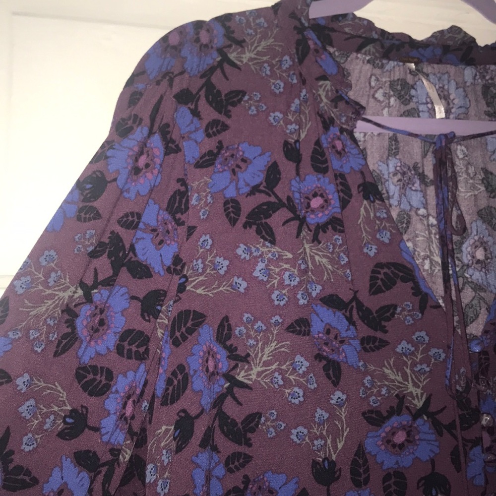 Button down purple & blue Free People Dress - Picture 2 of 6